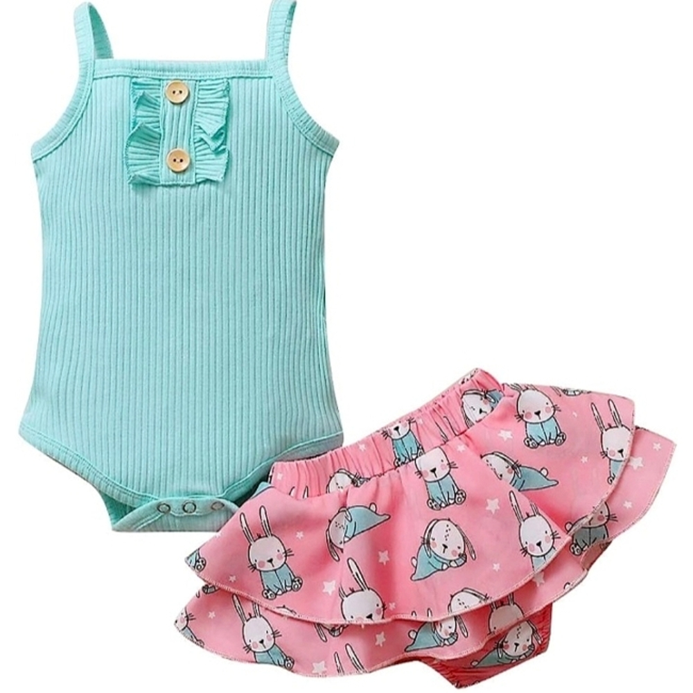 ☆Brand New☆Adorable Girls Two Piece Summer Tank/Skirt Set☆18-24mo.